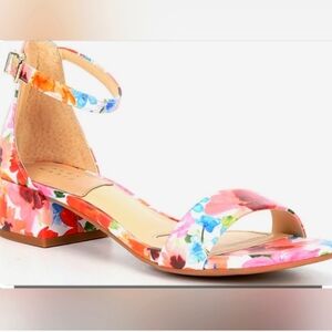 Alex Marie Malahn Floral Leather Ankle Strap Block Heel Dress Sandals Size 6